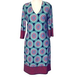 Tracy Negoshian Mod Geometric stripe Dress women's small kaleidoscope print
